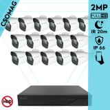 Techson 16 cső kamerás analóg megfigyelőrendszer 2MP HD cső biztonsági kamera, 2.8 mm fix objektívvel