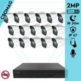 Techson 16 cső kamerás analóg megfigyelőrendszer 2MP NightVision HD cső biztonsági kamera, 2.8 mm fix objektívvel, valós WDR, beépített mikrofonnal