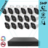 Techson 16 cső kamerás analóg megfigyelőrendszer 5MP HD cső biztonsági kamera, 2.8 mm fix objektívvel, beépített mikrofon