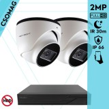 Techson 2 dome kamerás analóg megfigyelőrendszer 2MP HD dóm biztonsági kamera, 2.8 mm fix objektívvel