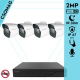 Techson 4 cső kamerás analóg megfigyelőrendszer 2MP NightVision HD cső biztonsági kamera, 2.8 mm fix objektívvel, valós WDR, beépített mikrofonnal