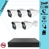 Techson 5 cső kamerás IP megfigyelőrendszer 2MP cső biztonsági kamera, 2.8 mm-es fix objektívvel, SD kártya foglalattal, PoE, IR LED 30m, kültéri, fém ház