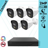 Techson 5 cső kamerás IP megfigyelőrendszer 2MP HD cső biztonsági kamera, 2.8 mm-es fix objektívvel, PoE, hibrid fényű megvilágítás, kültéri, fém ház