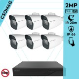 Techson 6 cső kamerás analóg megfigyelőrendszer 2MP HD cső biztonsági kamera, 2.8 mm fix objektívvel