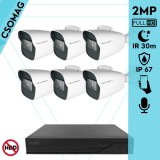 Techson 6 cső kamerás analóg megfigyelőrendszer 2MP NightVision HD cső biztonsági kamera, 2.8 mm fix objektívvel, valós WDR, beépített mikrofonnal
