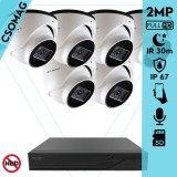 Techson 6 turret kamerás IP megfigyelőrendszer 2MP turret biztonsági kamera, 2.8 mm-es fix objektívvel, PoE, SD kártya foglalattal, beépített mikrofonnal, IR LED 30m, kültéri, fém ház