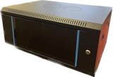 TechSon 600 × 450 mély 4U magas, fali 19"-os rackszekrény, üveg ajtó, fekete