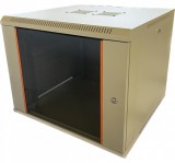 TechSon 600 × 450 mély 9U magas, fali 19"-os rackszekrény, üveg ajtó, fehér