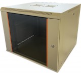 TechSon 600 × 600 mély 9U magas, fali 19"-os rackszekrény, üveg ajtó, szürke