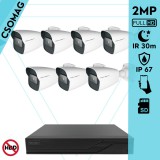 Techson 7 cső kamerás IP megfigyelőrendszer 2MP cső biztonsági kamera, 2.8 mm-es fix objektívvel, SD kártya foglalattal, PoE, IR LED 30m, kültéri, fém ház