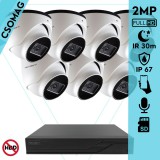 Techson 7 turret kamerás IP megfigyelőrendszer 2MP turret biztonsági kamera, 2.8 mm-es fix objektívvel, PoE, SD kártya foglalattal, beépített mikrofonnal, IR LED 30m, kültéri, fém ház