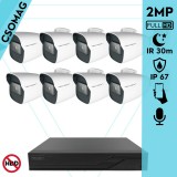 Techson 8 cső kamerás analóg megfigyelőrendszer 2MP NightVision HD cső biztonsági kamera, 2.8 mm fix objektívvel, valós WDR, beépített mikrofonnal