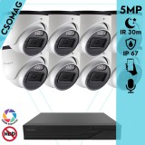 Techson 8 dome kamerás analóg megfigyelőrendszer 5MP HD dóm biztonsági kamera, 2.8 mm fix objektívvel, beépített mikrofon