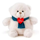Teddy fehér plüss maci kék sállal 18cm - Lumpin