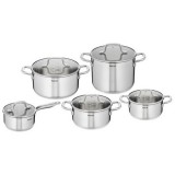 Tefal E492SA26 Virtuoso nemesacél-üveg, max 250 C Inox-Átlátszó edény készlet (10 db)