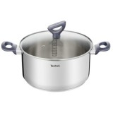 Tefal G7124645 Daily Cook 24 cm, 5 l, nemesacél Inox-Átlátszó-Fekete edény fedővel