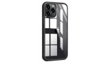 Telefon tok, iPhone 12 Pro Max hátlaptok, ütésálló, fekete keretes, átlátszó, Devia Shark4