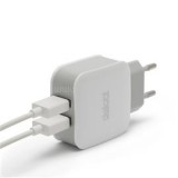 Telefon töltő  - 2db USB, 5V/2.1A, Fehér (DELIGHT_55045-2WH)