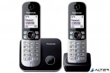 Telefon, vezeték nélküli, telefonpár, PANASONIC &#039;KX-TG6812PDB Duo&#039;, fekete