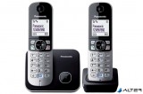 Telefon, vezeték nélküli, telefonpár, PANASONIC "KX-TG6812PDB Duo", fekete
