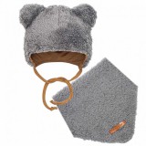 Téli baba sapka és nyakba való kendő New Baby Teddy bear szürke