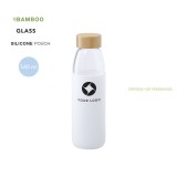 Teltox üveg kulacs, szilikon bevonat, bambusz fedél, 540 ml