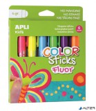 Tempera kréta készlet, APLI Kids "Color Sticks Fluor", 6 fluoreszkáló szín