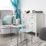 Tempo 2 db kávézóasztal, fehér márvány/fekete fém mintázat,  STOFOL