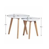 Tempo 2 dohányzóasztal szett, fém, fehér/bükk, MALTO