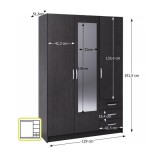 Tempo 3 ajtós szekrény, ébenfa, SLOT 400824