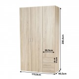 Tempo 3-ajtós szekrény, sonoma tölgyfa, GWEN 70427