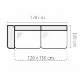 Tempo 3-ülés kartámasszal, ágyfunkcióval, balos, cablo 10 mentol/krém varrás, GEVONA