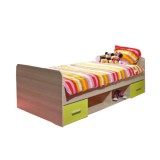 Tempo Ágy fiókokkal, sonoma tölgyfa/zöld, EMIO 04 TÍPUS