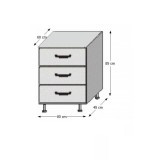 Tempo Alsó fiókos szekrény, fehér/venge, JURA NEW B D-80 S3