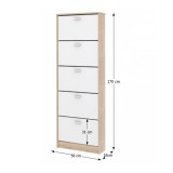 Tempo Cipősszekrény, 5 részes, tölgy sonoma/fehér, MB CIPŐSSZEKRÉNY DA15