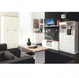 Tempo Dohányzóasztal 115, DTD laminált, fehér/tölgy sonoma, TOPTY