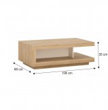 Tempo Dohányzóasztal LYOT01, tölgy riviera/fehér extra magasfényű, LEONARDO