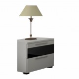 Tempo Éjjeliszekrény, fehér/magasfényű fekete, DEVON NEW