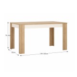 Tempo Étkezőasztal LYOT03, nyitható, tölgy riviera/fehér, LEONARDO