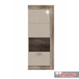 Tempo Fali vitrines szekrény, antik tölgyfa/bézs extra magas fényű HG, GATIK 111