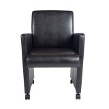 Tempo Fotel kerekeken, textilbőr, sötétbarna, CHARLIE