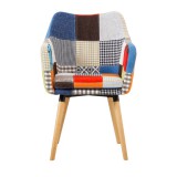 Tempo Fotel, színes patchwork/bükk, LANDOR