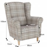 Tempo Fotel,szövet, barna káró szín,Charlot