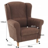 Tempo Füles fotel, barna szövet, CHARLOT