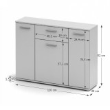 Tempo Háromajtós komód, fehér,  NOKO-SINGA 35