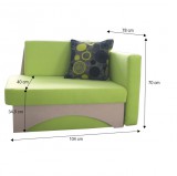 Tempo Kanapé ágyfunkcióval, zöld+bézs színű, jobb oldali kivitel, KUBOS