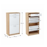 Tempo Kétrészes cipősszekrény, fehér/tölgy sonoma, VIVAT TYP 1