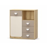 Tempo Komód 1D3S, árpás tölgy/champagne/cappuccino, LOTTY