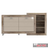 Tempo Komód, antik tölgyfa/bézs extra magas fényű HG, GATIK 231