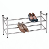 Tempo Kondela 2-soros állítható cipőpolc, krómozott/fekete, TEA